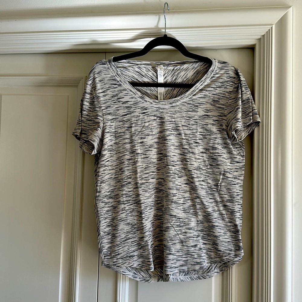 Lululemon athletic shirt- size 6- white; black and grey